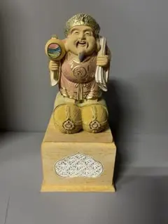 柘植　木彫　大黒天　彩色　縁起物　37 柘植 木彫 大黒天 彩色 縁起物 37 - メルカリ
