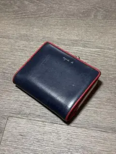 agnes b. VOYAGE 二つ折り財布 がま口 ネイビー レッドのサムネイル