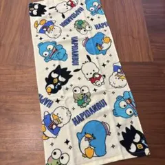 はぴだんぶい　フェイスタオル　総柄　キラキラ　ハンギョドン　バッドばつ丸