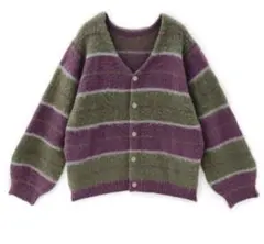 GRL(グレイル) ランダムボーダーモヘアタッチニットカーディガン