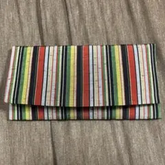 民芸　縞紬　お財布