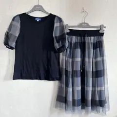 【美品】ブルーレーベルクレストブリッジ ネイビー チェック セットアップ 38