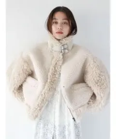 ボアコンビムートンブルゾン　アイボリー