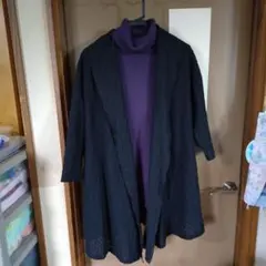 値下げ！最終価格！総レース　ブラック　ロングカーディガンコート　美品です