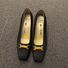 極美品☆銀座かねまつ missSLENDER バンブービットパンプス 21.5