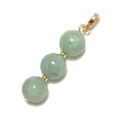 【Rtav】特価 K18 AA 本翡翠 8mm ３連 ペンダントトップ
