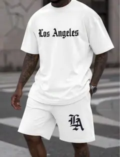 Los Angeles ロゴ Tシャツ セットアップ ジャージ ホワイト