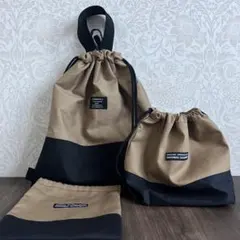 お弁当袋 コップ袋 入園入学 巾着袋 コップ袋 給食袋 シンプル モカベージュ