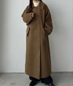 callautia ステンカラーロングコート ブラウンS