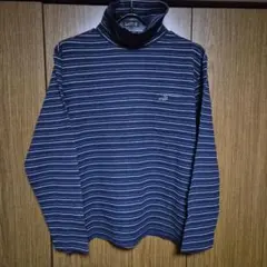 クロコダイル ネイビー ストライプ タートルネック