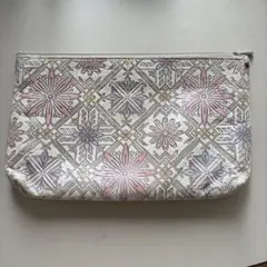 花柄 型押しレザー ポーチ
