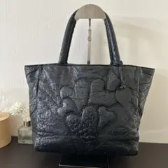 IBIZAイビザ ブラック レザー トートバッグ 花パッチワーク - メルカリ