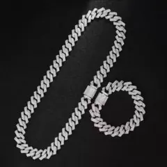 マイアミキューバン ネックレス&ブレスレット 2点セット