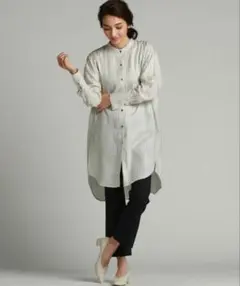 LAUTREAMONT 長袖　ストライプ　チュニック　シャツ　ボタン付き　洗える