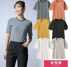 WORKMAN マルチリブTシャツ　ボーダー　グリーンのサムネイル