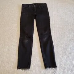 ZARA レディース ブラック切りっぱなしスキニーデニム 38