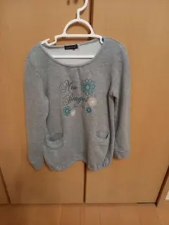 グレー 花柄刺繍 トレーナー