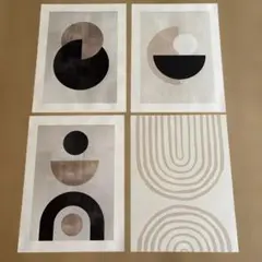 幾何学的アートプリント4枚セット