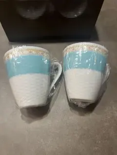 Noritake 水色と白のマグカップ 2個セット