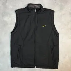 00s NIKE GOLF 中綿ベスト XL 黒 スウッシュ イエロー ナイキ