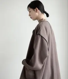 ☆即購入可 Aunt Marie's ノーカラー バイピングガウンコート