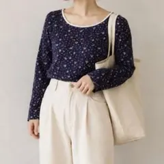 CUBE SUGAR パープル 花柄 長袖Tシャツ Mサイズ【即日発送】のサムネイル