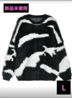 ランダムパターン フカフカ ニットセーター、長袖トップス