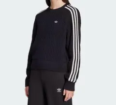 adidas アディカラー ニット クルーネックセーター ブラック　XL