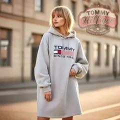 TOMMY JEANS 裏起毛　ロゴ　パーカーワンピース スウェット　フーディ