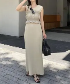 maison celon shirring drape velour dress - メルカリ