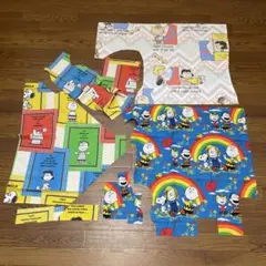 ヴィンテージシーツ　usedシーツ　スヌーピー はぎれ　3種類　ハンドメイド