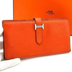 エルメス✨ベアン✨スフレ✨オレンジ✨二つ折り 長財布 103 - メルカリ