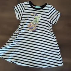hakka kids ストライプ柄ウサギワンピース