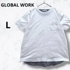＊グローバルワーク＊レイヤード風 Tシャツ ギンガムチェック メンズ ポケットのサムネイル
