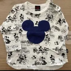 ベビードール　ミッキー　ロンT 総柄 白 綿100%
