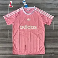 adidas 半袖 Tシャツ ピンク スポーツ 上着 L