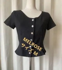 ★美品★MELROSE★ショート丈★前ボタン半袖カットソー★オシャレ★黒★Ｍ
