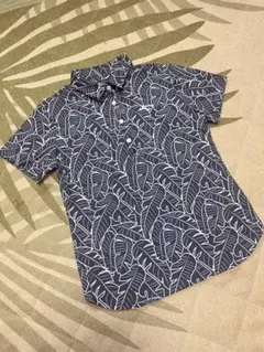 Callaway 半袖リーフ柄シャツ M ネイビー レディース