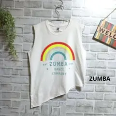 ズンバ タンクトップ 美品 プリントロゴ アシンメトリー 大人可愛い ストレッチ