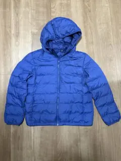 ユニクロ.青いダウンコート 150サイズ フード付き