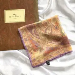 【美品】ETRO エトロ ミニスカーフ ペイズリー柄 シルク100%