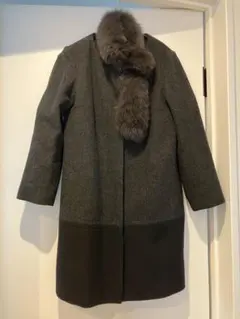 ユナイテッドアローズ　コート ファー付き　ブラック　グレー