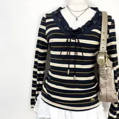 Y2K❤️BURBERRY BLUE LABEL ボーダー リボン 長袖カットソーのサムネイル