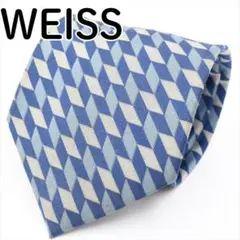 WEISS 幾何学模様 ストライプ調ブルーネクタイブルー