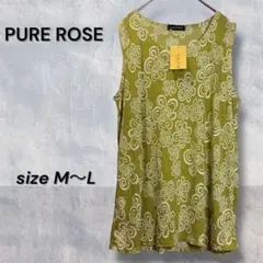 【ピュアローズ】ノースリーブ チュニック 花柄 総柄 ナチュラル 春夏 M〜L
