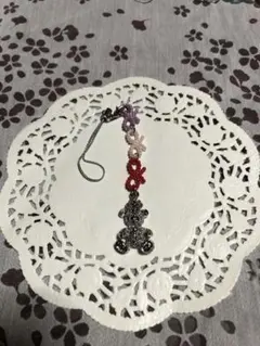 メタルくま×リボンストラップ