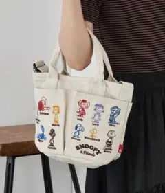 ■美品■ ROOTOTE スヌーピー 刺繍トートバッグ アイボリー