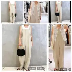 【美品】A part by☆ベアサロペット　春夏オールインワン　ベージュ