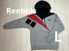 Reebok ジオメトリックデザイン スウェット 長袖 L 秋冬　赤　グレー