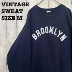 アメリカ古着BROOKLYNブルックリンプリントスエットトレーナー M ネイビー
